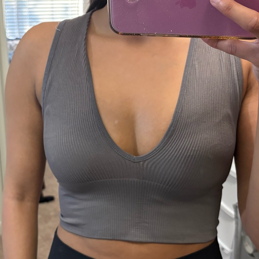 Urban Outfitters Gray Ribbed Crop Top